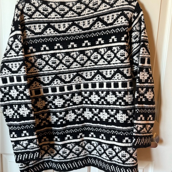 J.Jill Nordic Fair Isle Knit Sweater | Black & Ivory | Cozy Winter Classic NWT - Picture 3 of 5